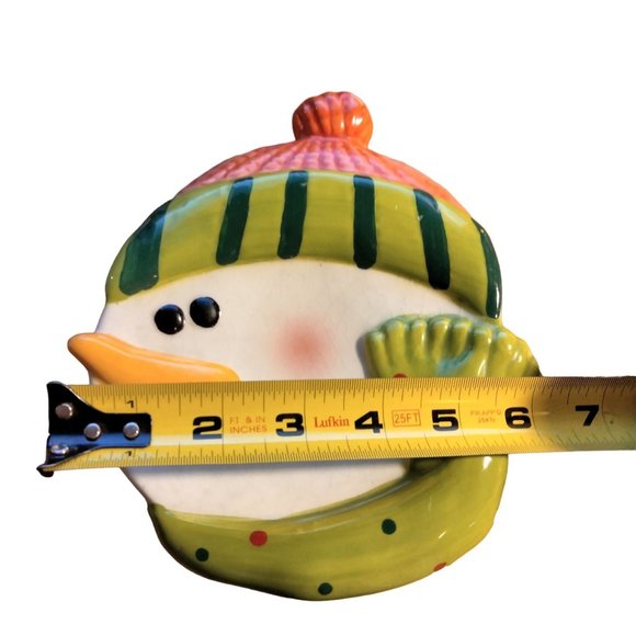 Vintage snowman Plate Candy Dish Frosty Grannycore Ceramic - Picture 3 of 4